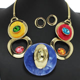 96755, ROUND CELLULOID ACETATE WITH RHINESTONE NECKLACE