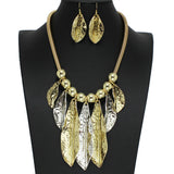 96758, LEAF HAMMERED METAL NECKLACE
