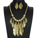 96758, LEAF HAMMERED METAL NECKLACE