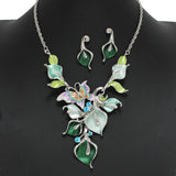 96763, BUTTERFLY ACCENT ENAMEL FLORAL NECKLACE