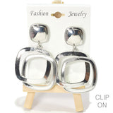 96781, GEOMETRIC OVERLAPPED METAL CLIP ON EARRING