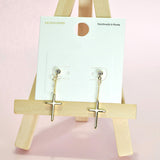 96787, 14K GOLD DIPPED, CROSS DROP DANGLE EARRING