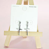 96789, 14K GOLD DIPPED, CROSS DANGLE EARRING