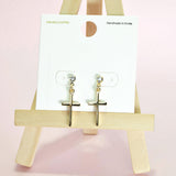 96789, 14K GOLD DIPPED, CROSS DANGLE EARRING