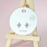 96792, 14K GOLD DIPPED, DAINTY CROSS CUBIC ZIRCONIA STUD EARRING