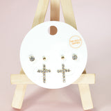 96801, 14K GOLD DIPPED, PAVE CROSS STUD EARRING SET