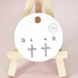 96801, 14K GOLD DIPPED, PAVE CROSS STUD EARRING SET