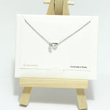 Rhodium Plated, Danity Heart Slide Necklace