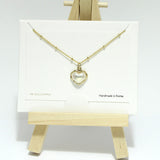 96810, 14K GOLD DIPPED, MOTHER OF PEARL HEART CHARM NECKLACE