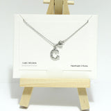 96813, RHODIUM PLATED, DAINTY CRESCENT MOON CZ CHARM NECKLACE