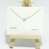 96814, 14K GOLD DIPPED, DAINTY ROUNDED CZ SLIDE CHARM NECKLACE