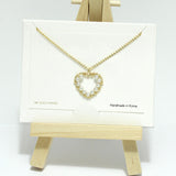 96817, 14K GOLD DIPPED, HEART WITH PEARL ACCENT CHARM NECKLACE