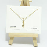 96822, 14K GOLD DIPPED, DAINTY CROSS CHARM CZ NECKLACE