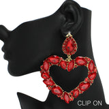 96841, BIG HEART RHINESTONE CLIP ON EARRING