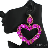 96841, BIG HEART RHINESTONE CLIP ON EARRING