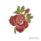96847, ROSE FLOWER RHINESTONE PIN BROOCH