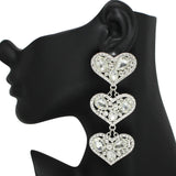 96862, BIG HEART RHINESTONE DROP DANGLE EARRING