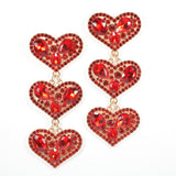 96862, BIG HEART RHINESTONE DROP DANGLE EARRING