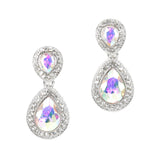 96865, CRYSTAL RHINESTONE & PEARL TEARDROP DANGLE EARRING