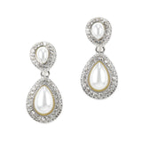 96865, CRYSTAL RHINESTONE & PEARL TEARDROP DANGLE EARRING