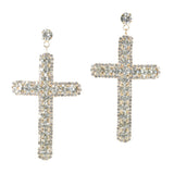 96910, BIG CROSS RHINESTONE DANGLE EARRING
