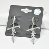 96911, "FAITH" CUBIC ZIRCONIA HUGGIES HOOP EARRING