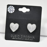 96912, HEART CUBIC ZIRCONIA STUD EARRING