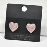 96912, HEART CUBIC ZIRCONIA STUD EARRING