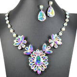96914, MULTI RHINESTONE SHAPE EVENING NECKLACE