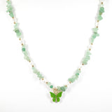 95915, BUTTERFLY ACCENT RESIN STONE BEADED NECKLACE