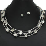 96918, ROUND & OVAL PEARL ACCENT HAMMERED METAL CHOKER NECKLACE