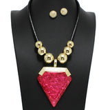 96935, CHUNKY DIAMOND FOIL ACRYLIC NECKLACE