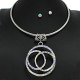 96936, SWIRL ROUND PAVE RHINESTONE CHOKER NECKLACE