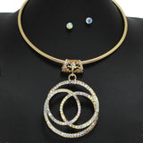 96936, SWIRL ROUND PAVE RHINESTONE CHOKER NECKLACE