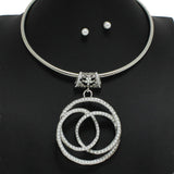 96936, SWIRL ROUND PAVE RHINESTONE CHOKER NECKLACE