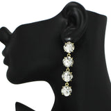 96943, GEOMETRIC RHINESTONE DROP DANGLE EARRING