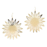 96955, SUNFLOWER CUTOUT METAL DANGLE EARRING