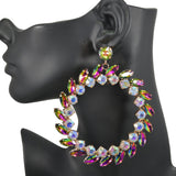 Oversized Marquise Rhinestone Accent Round Earring