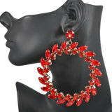Oversized Marquise Rhinestone Accent Round Earring - view 3
