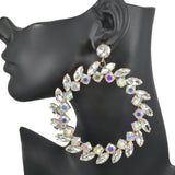 Oversized Marquise Rhinestone Accent Round Earring - view 4