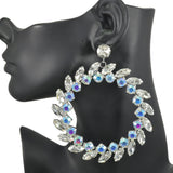 Oversized Marquise Rhinestone Accent Round Earring - view 2