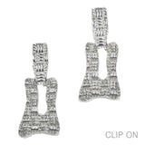 96983, TEXTURED GEOMETRIC METAL CLIP ON EARRING