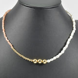 96991, TRIPLE BALL ACCENT WITH FRESHWATER PEARL NECKLACE