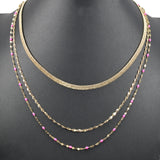 96992, DAINTY ENAMEL ACCENT MULTI LAYERED NECKLACE