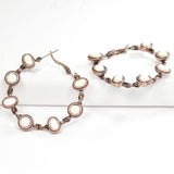 97005, WESTERN ROUND & OVAL STONE ACCENT HOOP EARRING