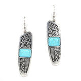 Western Engraved with Turquoise Stone Earring