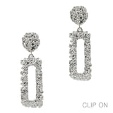 97024, TEXTURED GEOMETRIC RECTANGLE METAL CLIP ON EARRING
