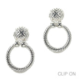 97025, TEXTURED ROUND METAL CLIP ON EARRING