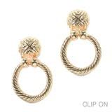 97025, TEXTURED ROUND METAL CLIP ON EARRING
