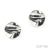 97030, HAMMERED ROUND CLIP ON EARRING
